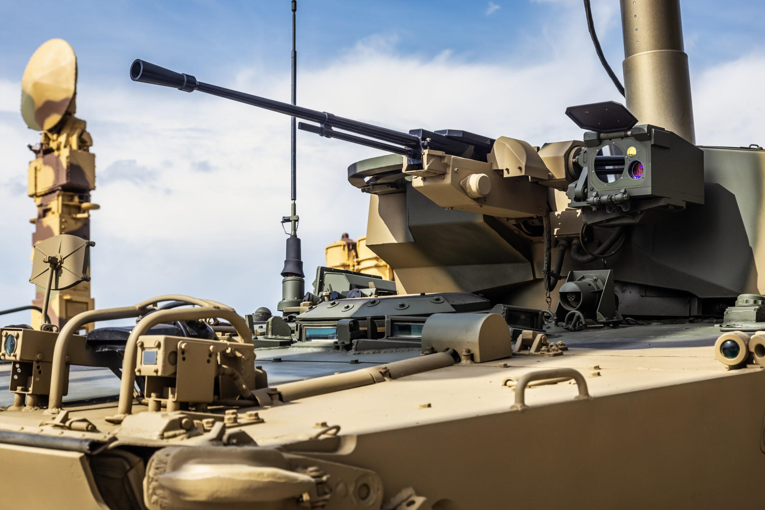 the tower of an infantry fighting vehicle with weapons